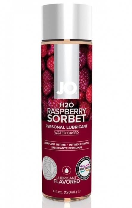 Лубрикант на водной основе с ароматом малины JO Flavored Raspberry Sorbet - 120 мл. - System JO - купить с доставкой в Санкт-Петербурге