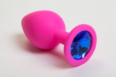 Розовая анальная пробка с синим кристаллом - 9,5 см. - 4sexdreaM - купить с доставкой в Санкт-Петербурге