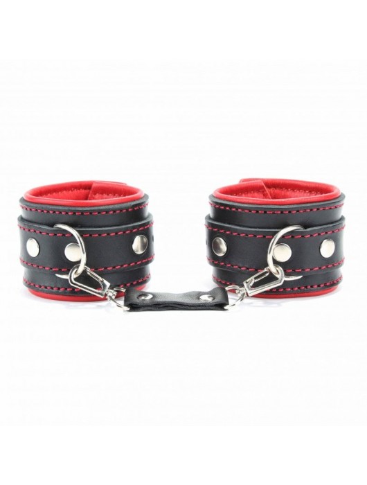 Оковы на руки с красным подкладом - БДСМ Арсенал - купить с доставкой в Санкт-Петербурге