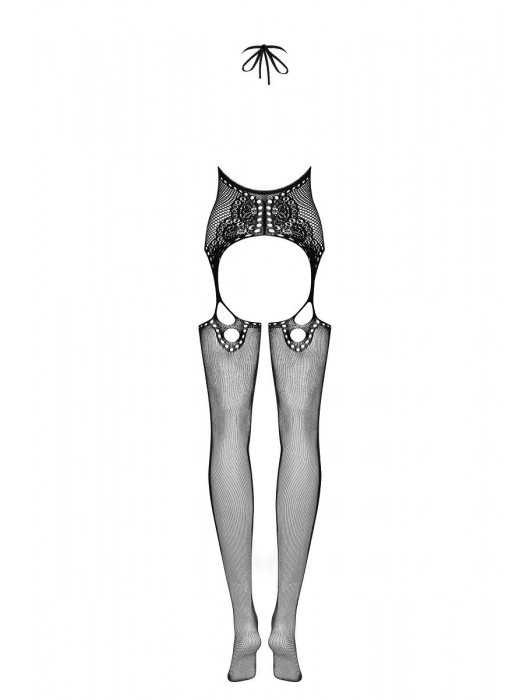 Оригинальный комбинезон-сетка с завязками на шее и открытыми бёдрами - Obsessive купить с доставкой