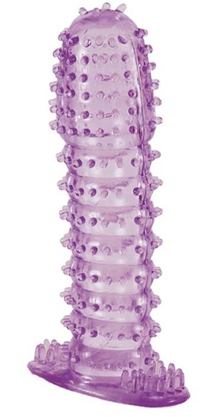 Гелевая фиолетовая насадка с шипами - 12 см. - Toyfa Basic - в Санкт-Петербурге купить с доставкой