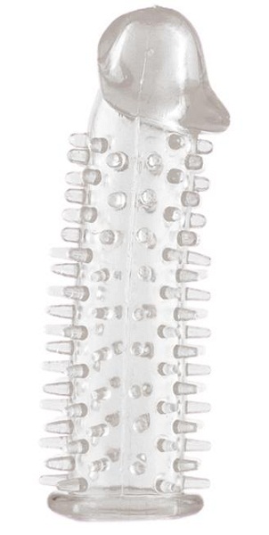 Прозрачная насадка на половой член с закрытой головкой и шипами - 12,5 см. - Toyfa Basic - в Санкт-Петербурге купить с доставкой