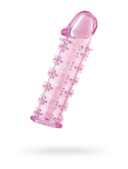 Гелевая розовая насадка на фаллос с шипами - 12 см. - Toyfa Basic - в Санкт-Петербурге купить с доставкой