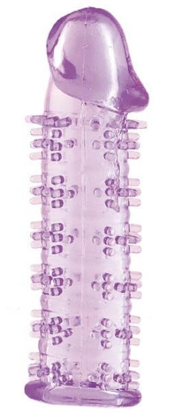 Гелевая фиолетовая насадка на фаллос с шипами - 12 см. - Toyfa Basic - в Санкт-Петербурге купить с доставкой