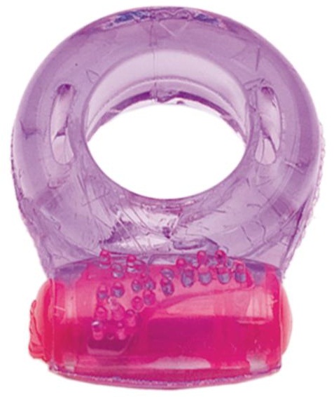 Фиолетовое эрекционное кольцо с виброэлементом в верхней части - Toyfa Basic - в Санкт-Петербурге купить с доставкой