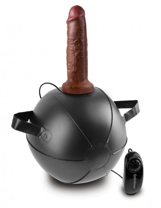 Мини-мяч с фаллической насадкой коричневого цвета и вибрацией Vibrating Mini Sex Ball with 7  Dildo - 17,7 см. - Pipedream - купить с доставкой в Санкт-Петербурге