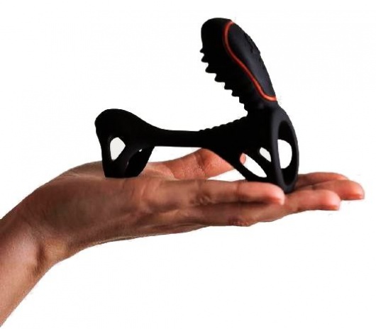 Чёрная насадка на фаллос Gladiator + LRS  с трехкнопочным пультом управления - Adrien Lastic - в Санкт-Петербурге купить с доставкой