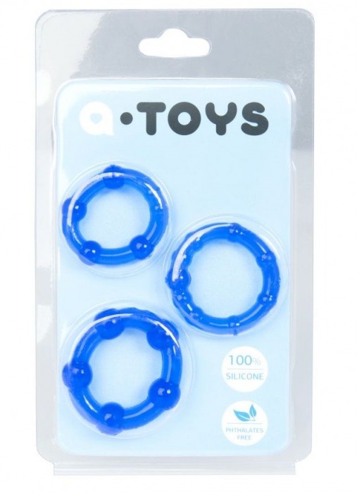 Набор из 3 синих эрекционных колец A-toys - A-toys - в Санкт-Петербурге купить с доставкой