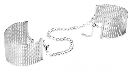 Серебристые наручники-браслеты Desir Metallique Handcuffs - Bijoux Indiscrets - купить с доставкой в Санкт-Петербурге