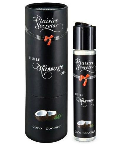Массажное масло с ароматом кокоса Huile de Massage Gourmande Coco - 59 мл. - Plaisir Secret - купить с доставкой в Санкт-Петербурге