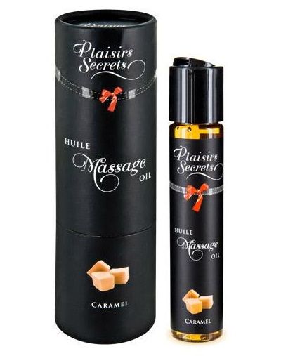 Массажное масло с ароматом карамели Huile de Massage Gourmande Caramel - 59 мл. - Plaisir Secret - купить с доставкой в Санкт-Петербурге