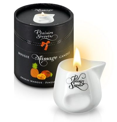 Массажная свеча с ароматом манго и ананаса Bougie de Massage Ananas Mangue - 80 мл. - Plaisir Secret - купить с доставкой в Санкт-Петербурге