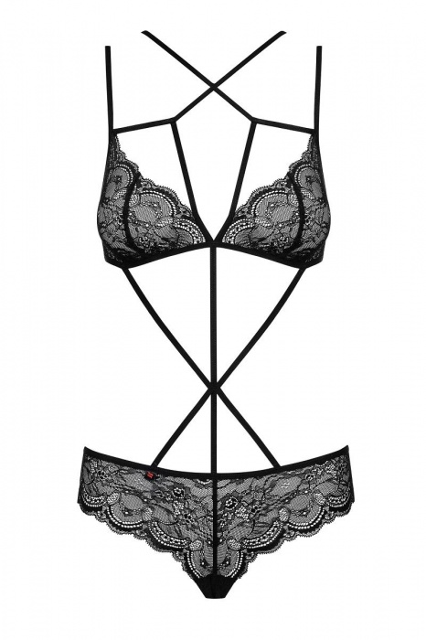 Кружевное боди Frivolla с декоративными перемычками - Obsessive купить с доставкой