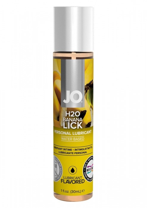 Смазка с ароматом банана JO Flavored Banana Lick - 30 мл. - System JO - купить с доставкой в Санкт-Петербурге