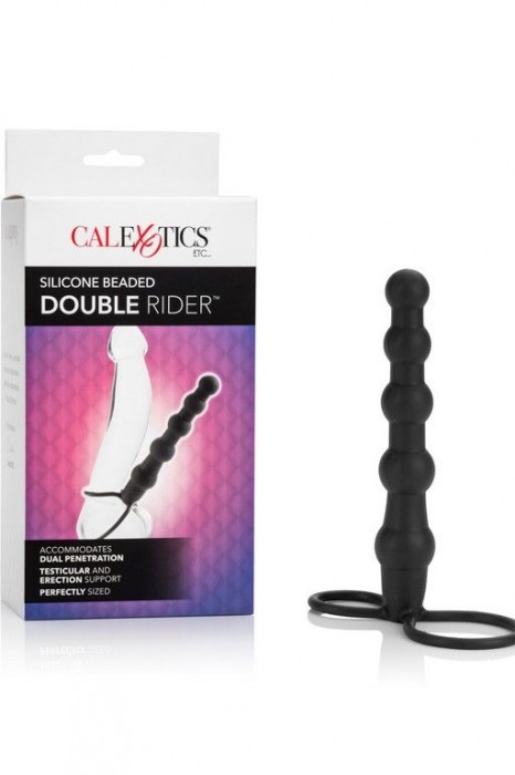 Насадка на пенис для двойного проникновения Silicone Beaded Double Rider - 14 см. - California Exotic Novelties - в Санкт-Петербурге купить с доставкой