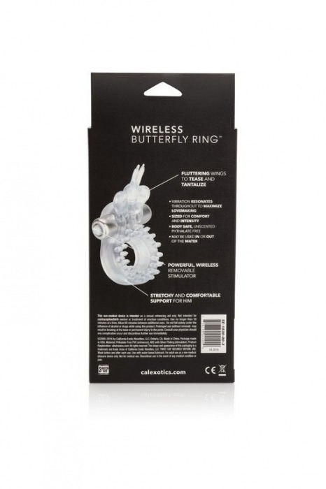 Прозрачное эрекционное кольцо с вибрацией Wireless Butterfly Ring - California Exotic Novelties - в Санкт-Петербурге купить с доставкой