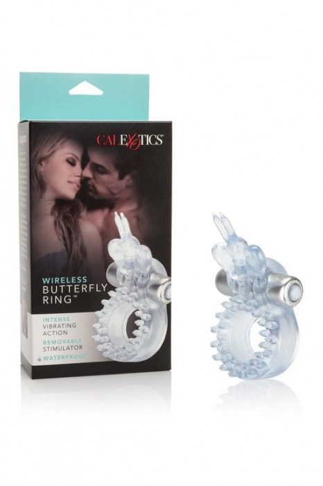 Прозрачное эрекционное кольцо с вибрацией Wireless Butterfly Ring - California Exotic Novelties - в Санкт-Петербурге купить с доставкой