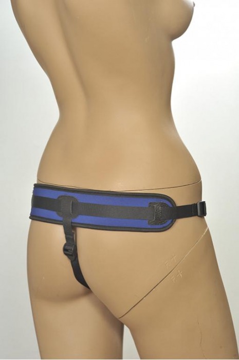 Сине-чёрные трусики с плугом Kanikule Strap-on Harness Anatomic Thong - Kanikule - купить с доставкой в Санкт-Петербурге