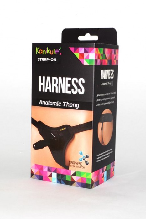 Чёрные трусики с плугом Kanikule Strap-on Harness Anatomic Thong - Kanikule - купить с доставкой в Санкт-Петербурге