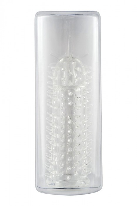 Прозрачная закрытая насадка с шипами разной длины - 12,5 см. - White Label - в Санкт-Петербурге купить с доставкой