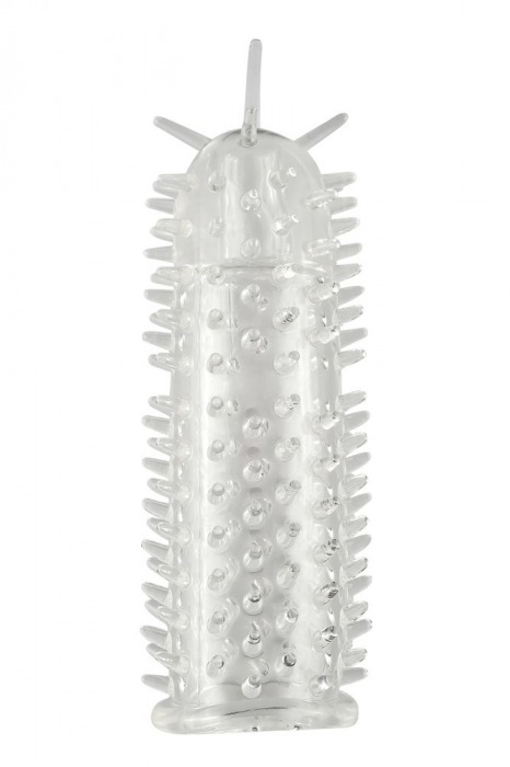 Прозрачная закрытая насадка с шипами разной длины - 12,5 см. - White Label - в Санкт-Петербурге купить с доставкой
