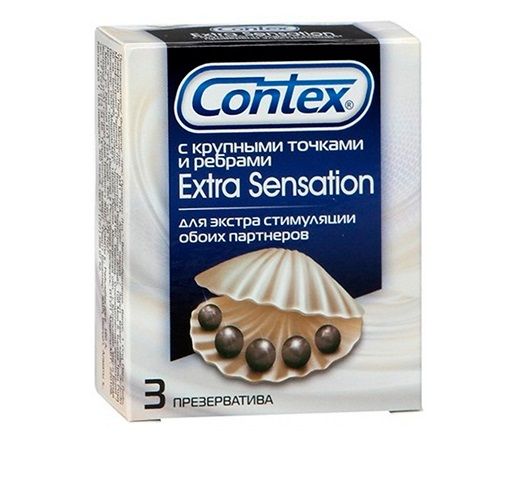 Презервативы с крупными точками и рёбрами Contex Extra Sensation - 3 шт. - Contex - купить с доставкой в Санкт-Петербурге
