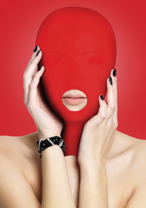 Красная маска на голову с прорезью для рта Submission Mask - Shots Media BV - купить с доставкой в Санкт-Петербурге