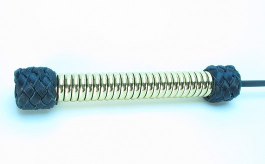 Чёрный королевский стек с золотистой рукоятью - 76 см. - БДСМ Арсенал - купить с доставкой в Санкт-Петербурге