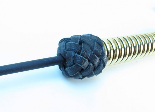 Чёрный королевский стек с золотистой рукоятью - 76 см. - БДСМ Арсенал - купить с доставкой в Санкт-Петербурге