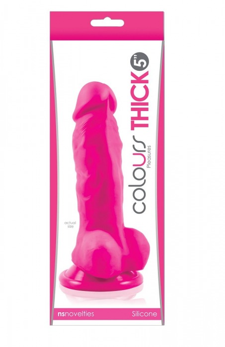 Розовый фаллоимитатор Pleasures Thick 5 Dildo - 18,3 см. - NS Novelties