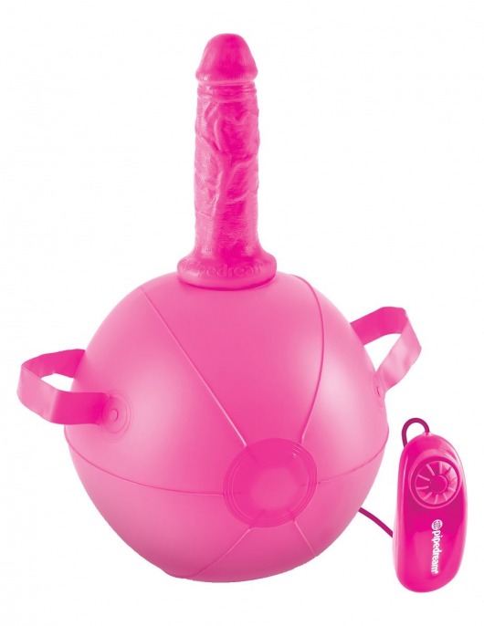 Розовый надувной мяч с вибронасадкой Vibrating Mini Sex Ball - 15,2 см. - Pipedream - купить с доставкой в Санкт-Петербурге