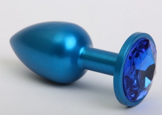 Синяя анальная пробка с синим стразом - 7,6 см. - 4sexdreaM - купить с доставкой в Санкт-Петербурге