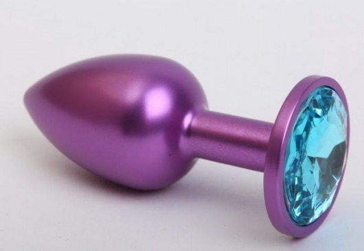 Фиолетовая анальная пробка с голубым стразом - 7,6 см. - 4sexdreaM - купить с доставкой в Санкт-Петербурге