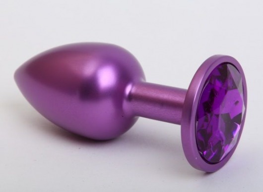 Фиолетовая анальная пробка с фиолетовым стразом - 7,6 см. - 4sexdreaM - купить с доставкой в Санкт-Петербурге