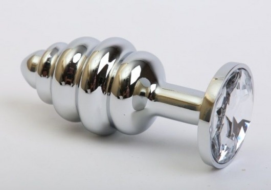 Фигурная анальная пробка с прозрачным стразом - 7,3 см. - 4sexdreaM - купить с доставкой в Санкт-Петербурге