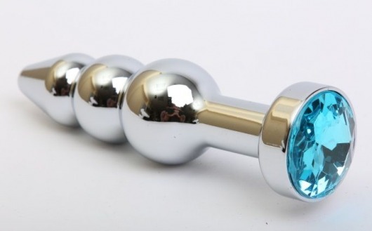 Серебристая анальная ёлочка с голубым кристаллом - 11,2 см. - 4sexdreaM - купить с доставкой в Санкт-Петербурге