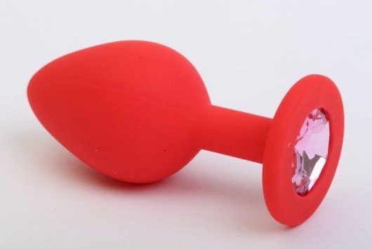 Красная силиконовая пробка с розовым стразом - 7,1 см. - 4sexdreaM - купить с доставкой в Санкт-Петербурге