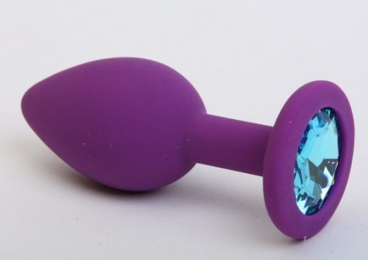 Фиолетовая силиконовая пробка с голубым стразом - 7,1 см. - 4sexdreaM - купить с доставкой в Санкт-Петербурге
