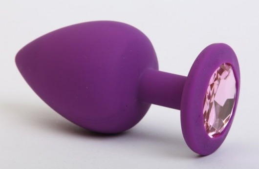 Фиолетовая силиконовая пробка с розовым стразом - 7,1 см. - 4sexdreaM - купить с доставкой в Санкт-Петербурге