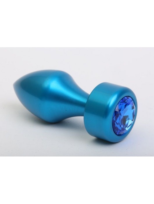 Синяя анальная пробка с синим стразом - 7,8 см. - 4sexdreaM - купить с доставкой в Санкт-Петербурге