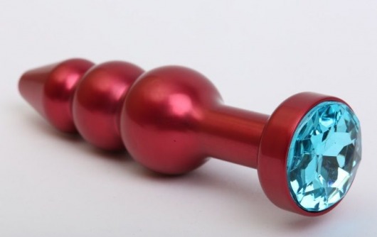 Красная анальная ёлочка с голубым кристаллом - 11,2 см. - 4sexdreaM - купить с доставкой в Санкт-Петербурге