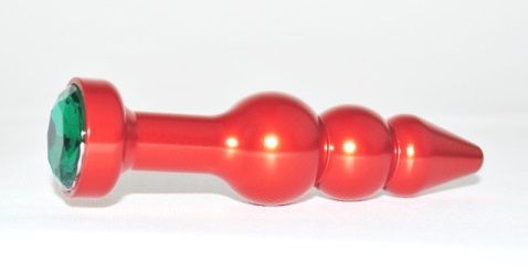 Красная анальная ёлочка с зеленым кристаллом - 11,2 см. - 4sexdreaM - купить с доставкой в Санкт-Петербурге