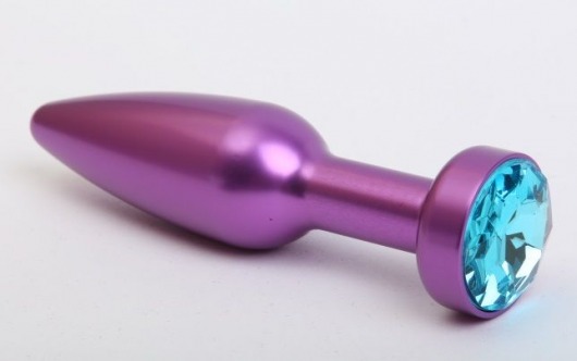 Фиолетовая анальная пробка с голубым стразом - 11,2 см. - 4sexdreaM - купить с доставкой в Санкт-Петербурге