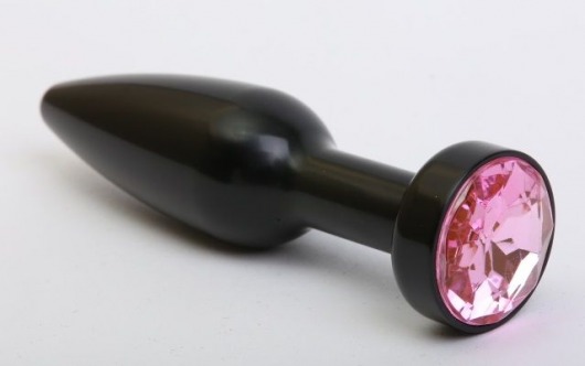 Чёрная удлинённая пробка с розовым кристаллом - 11,2 см. - 4sexdreaM - купить с доставкой в Санкт-Петербурге
