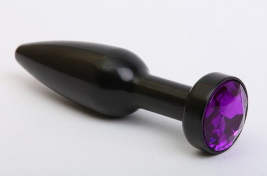 Чёрная удлинённая пробка с фиолетовым кристаллом - 11,2 см. - 4sexdreaM - купить с доставкой в Санкт-Петербурге