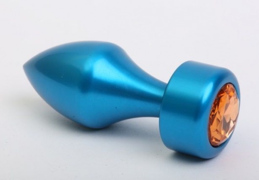 Синяя анальная пробка с жёлтым стразом - 7,8 см. - 4sexdreaM - купить с доставкой в Санкт-Петербурге