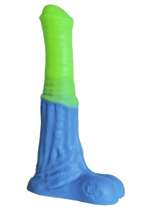 Зелёно-голубой фаллоимитатор  Пегас Medium  - 24 см. - Erasexa - купить с доставкой в Санкт-Петербурге