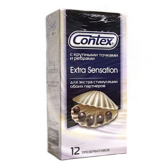 Презервативы с крупными точками и рёбрами Contex Extra Sensation - 12 шт. - Contex - купить с доставкой в Санкт-Петербурге