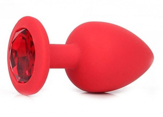 Красная силиконовая пробка с красным кристаллом размера M - 8 см. - Vandersex - купить с доставкой в Санкт-Петербурге