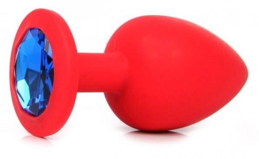 Красная силиконовая пробка с синим кристаллом размера L - 9,2 см. - Vandersex - купить с доставкой в Санкт-Петербурге